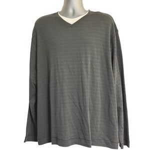 Method Mens XXL Charcoal Grey Layered V-Neck Long Sleeve‎ Slub Texture Shirt